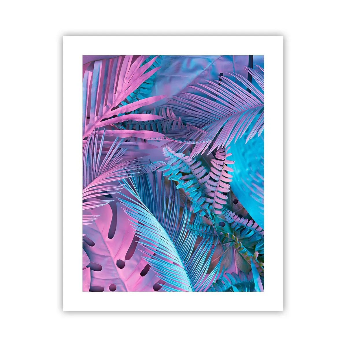 Poster - Palmieri în alb și albastru - 40x50 cm