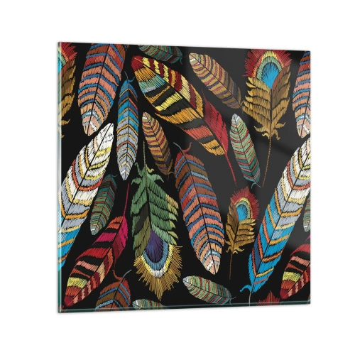 Tablou pe sticlă - Carnavalul păsărilor - 30x30 cm