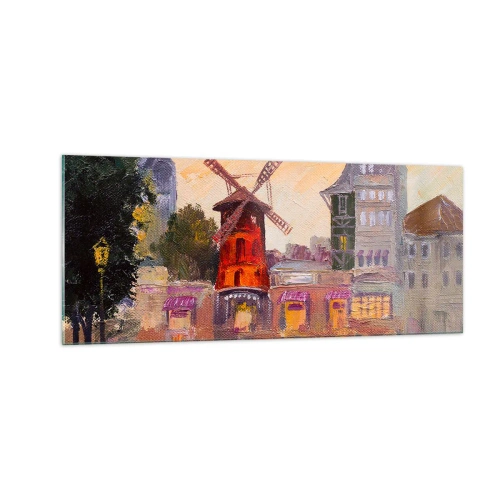 Tablou pe sticlă - Icoane pariziene - Moulin Rouge - 100x40 cm
