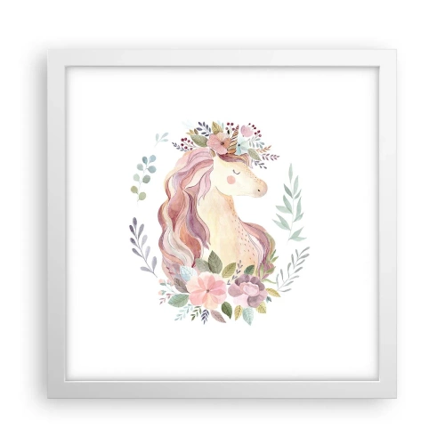 Poster în ramă albă - O invitație în lumea basmelor - 30x30 cm
