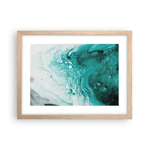 Poster în ramă de stejar deschis - Dizolvându-se în alb și turcoaz - 40x30 cm