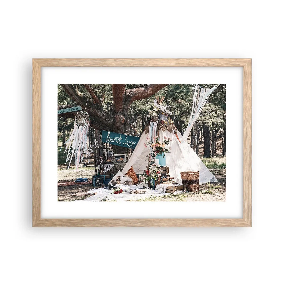 Poster în ramă de stejar deschis - Make love… - 40x30 cm
