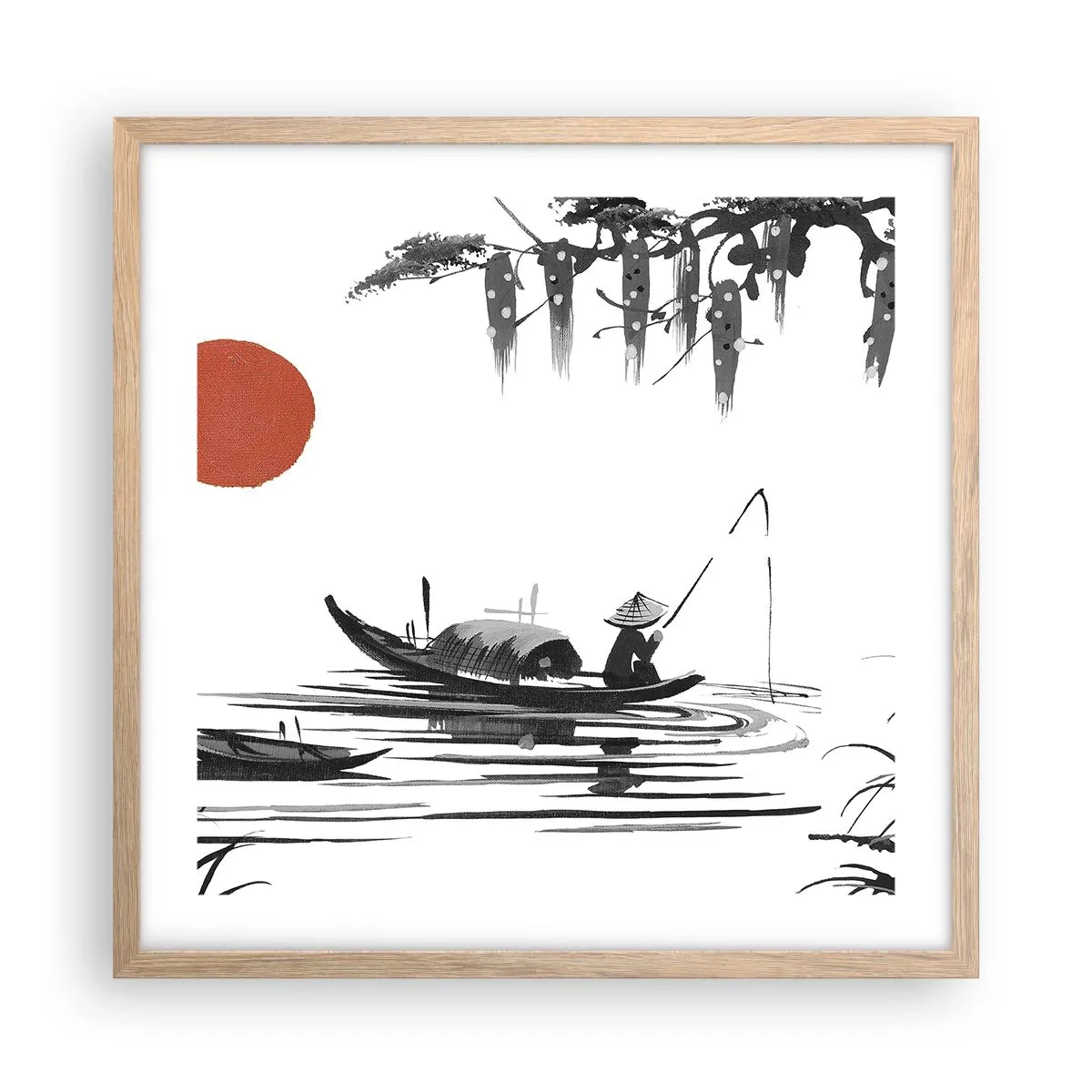 Poster în ramă de stejar deschis - O după-amiază asiatică - 50x50 cm
