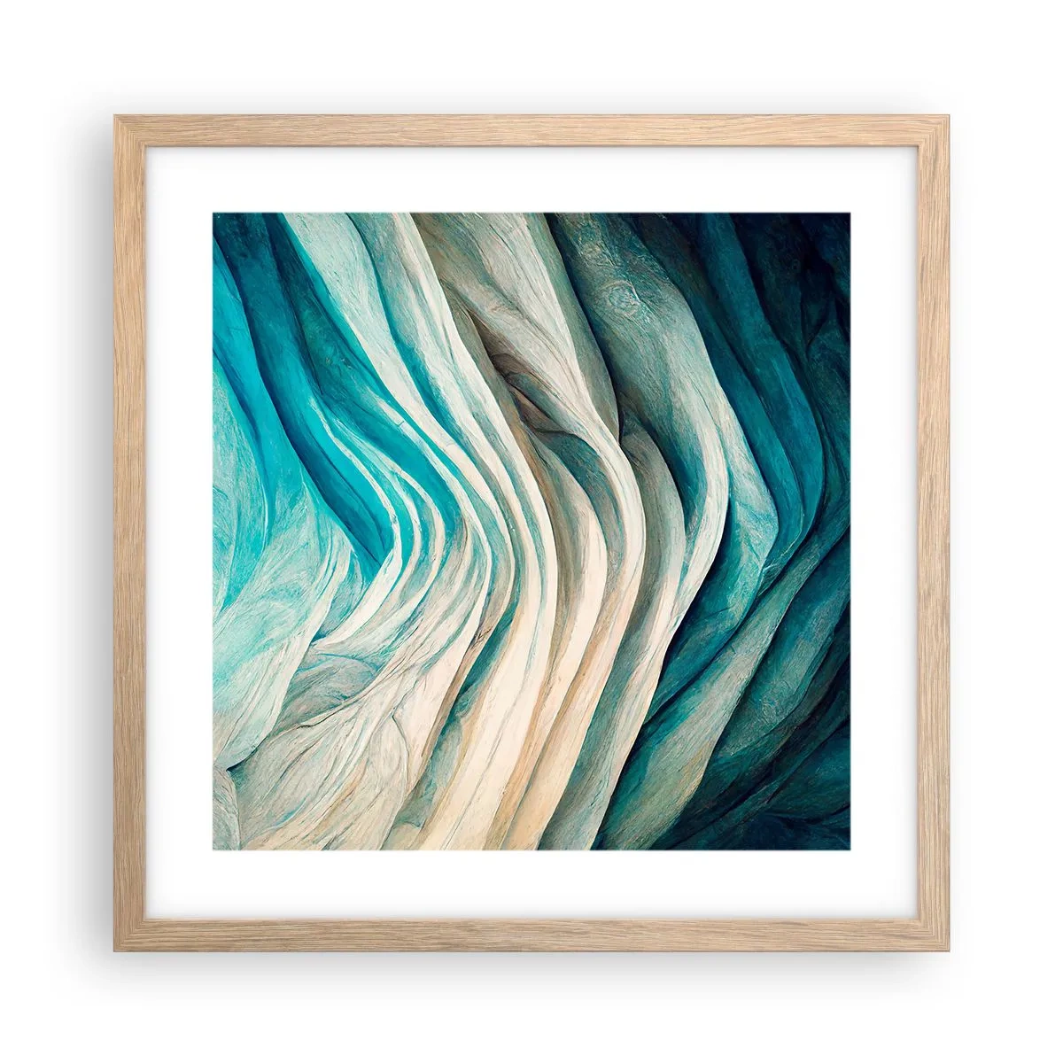 Poster în ramă de stejar deschis - Insațiabilitate albastră - 40x40 cm