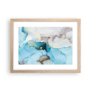 Poster în ramă de stejar deschis - Un studiu al întâlnirii dintre gri și turcoaz - 40x30 cm