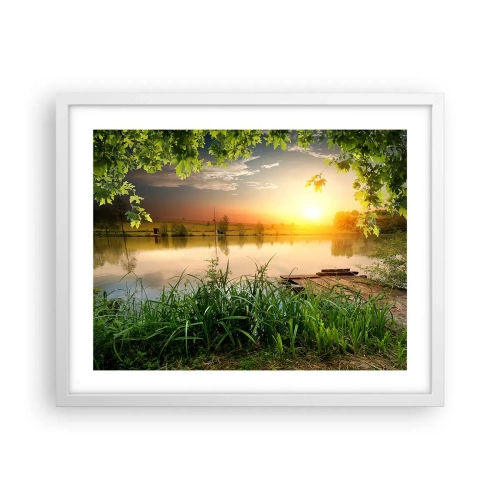 Poster în ramă albă - Peisaj într-un cadru verde - 50x40 cm