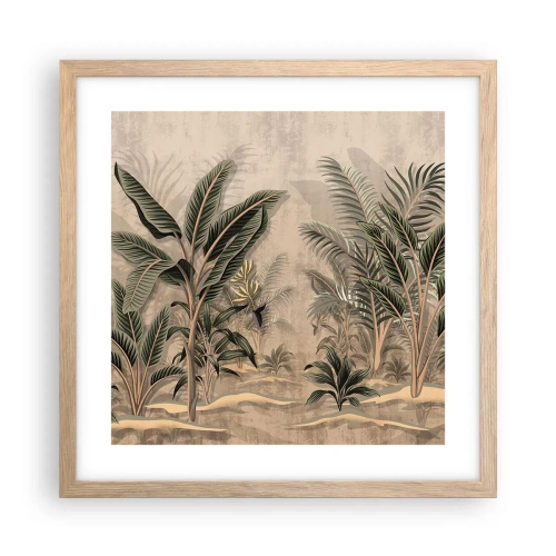 Poster în ramă de stejar deschis - Gravură în stil colonial - 40x40 cm
