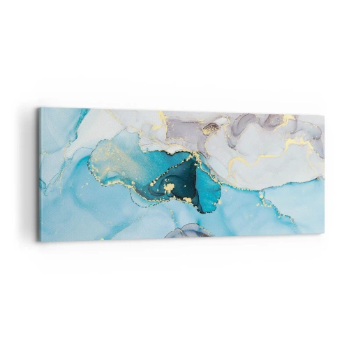 Tablou pe pânză - Un studiu al întâlnirii dintre gri și turcoaz - 100x40 cm