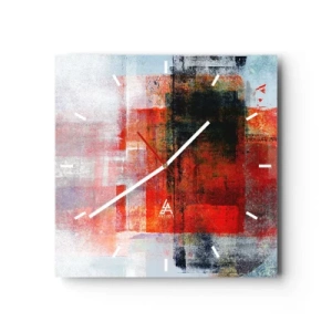 Ceas de perete - Ceas pe sticlă - Compoziție înfocată - 30x30 cm