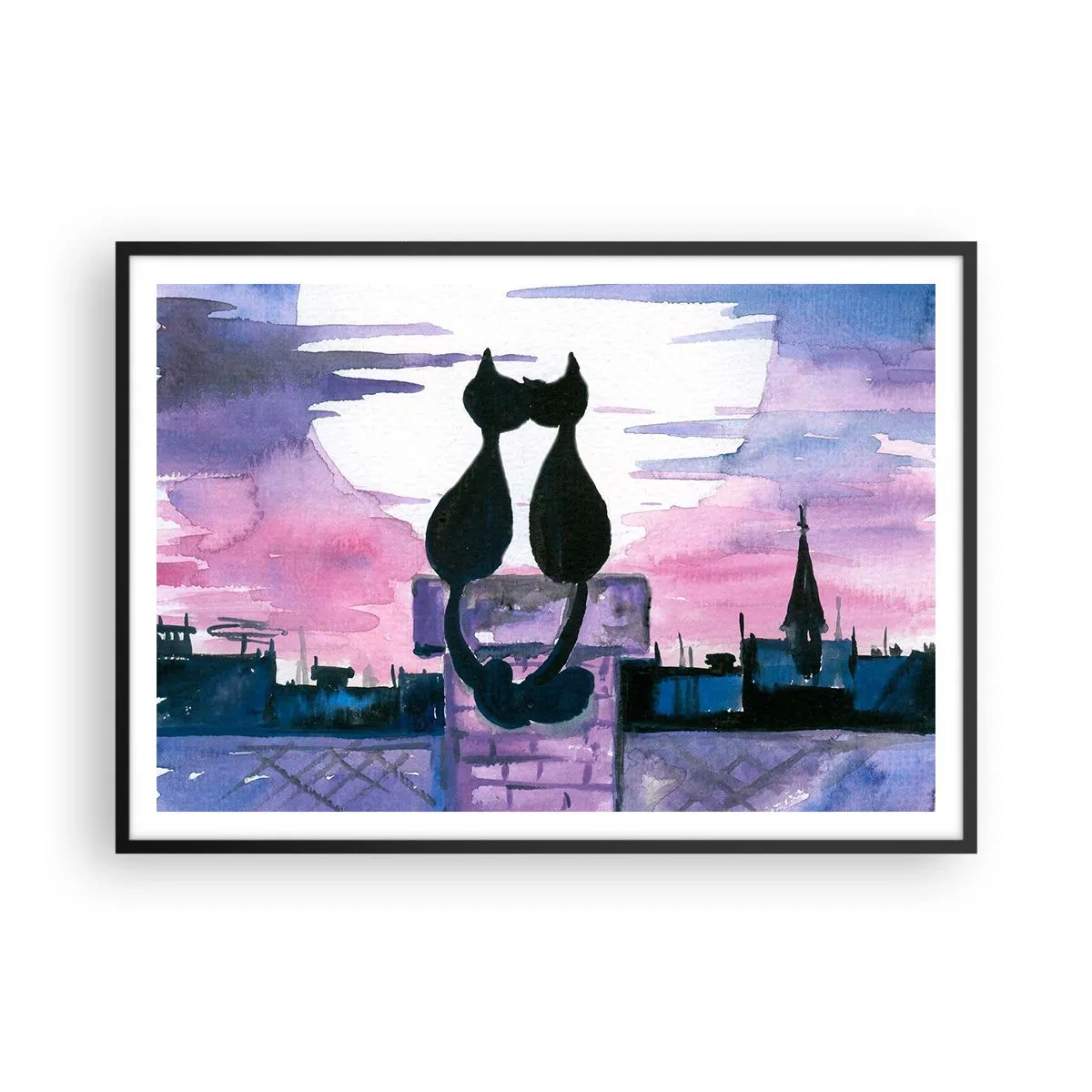 Poster în ramă neagră - Rendez-vous sub lună - 100x70 cm