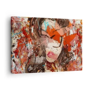 Tablou pe pânză Canvas - Portret abstract al unei femei în culori intense - 70x50cm - Chiar nu știe nimeni cum ești tu - Decorațiune modernă pentru perete pentru living și dormitor ARTTOR