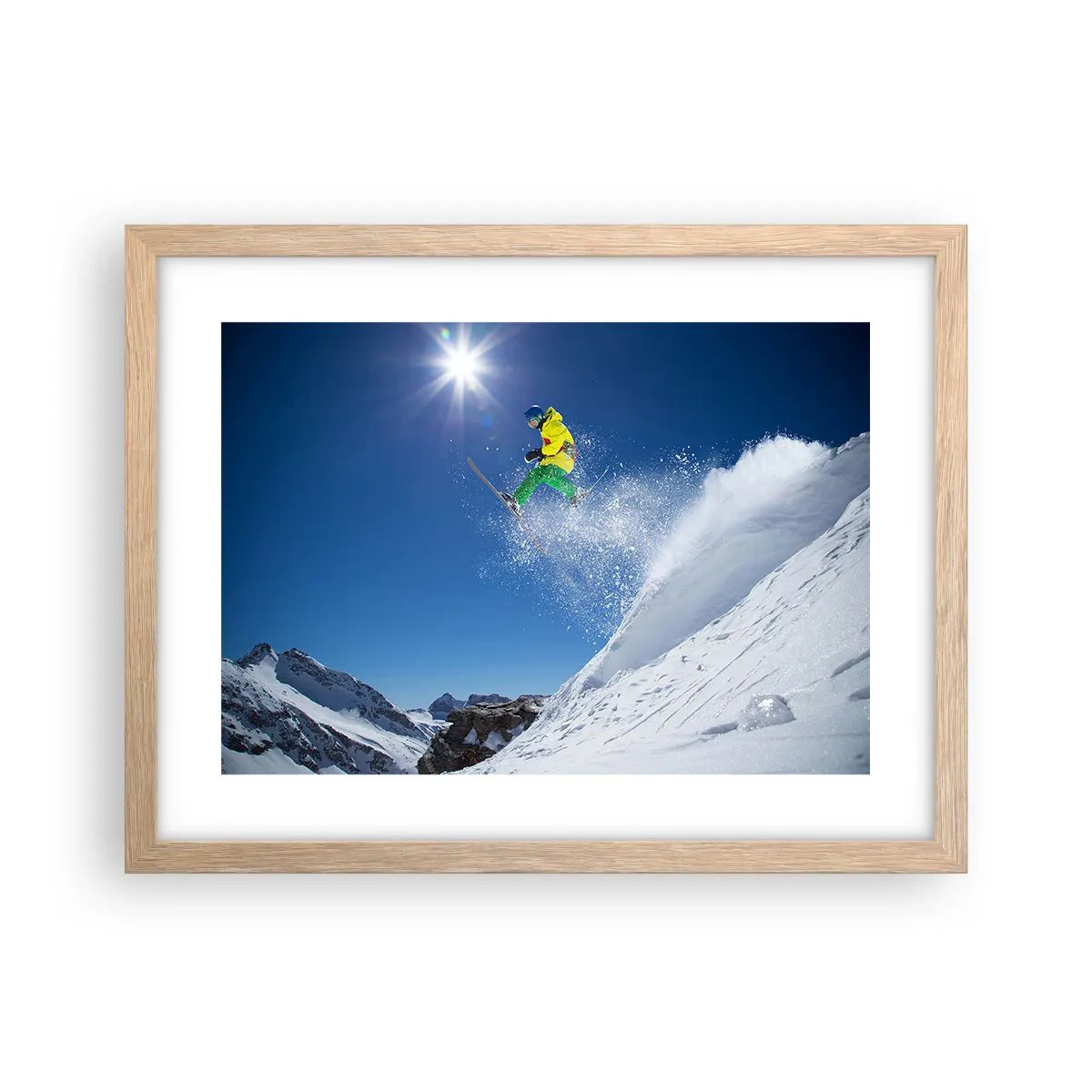Poster în ramă de stejar deschis - Dansând cu munții - 40x30 cm