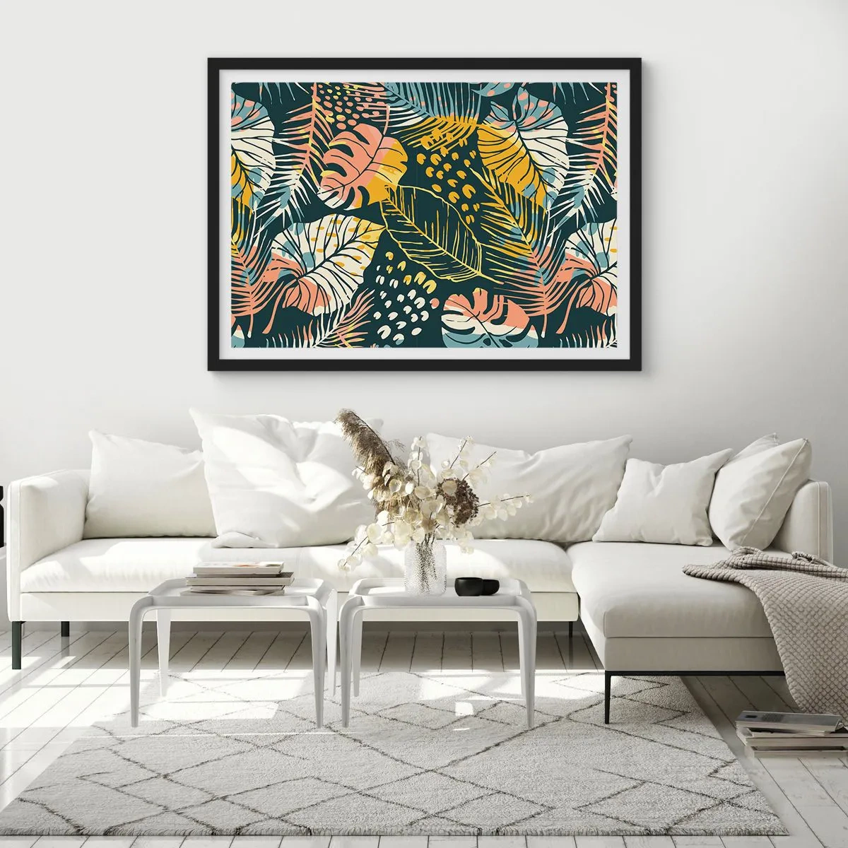 Poster în ramă neagră - Fantezie cu frunze - 100x70 cm