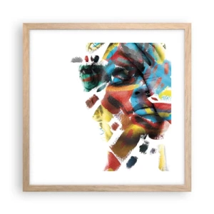 Poster în ramă de stejar deschis - Personalitate colorată - 40x40 cm