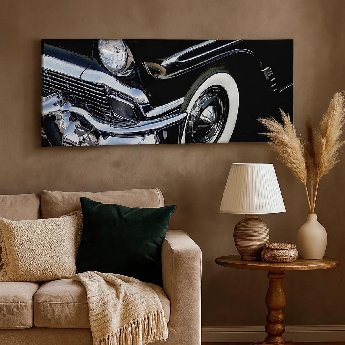 Tablou pe pânză - Clasicul în argintiu, negru și alb - 30x30 cm