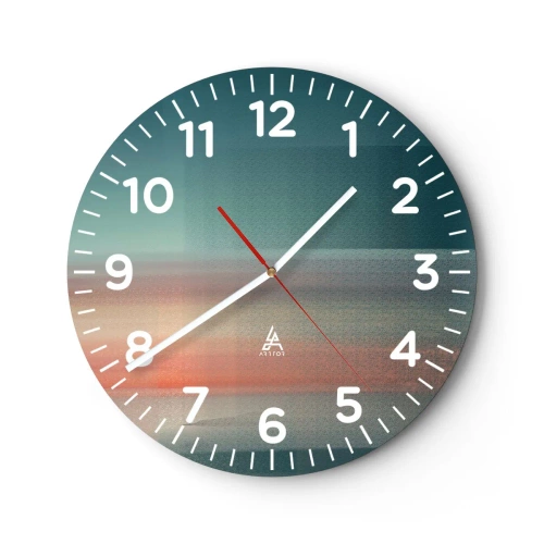 Ceas de perete - Ceas pe sticlă - Abstracție: unde de lumină - 30x30 cm