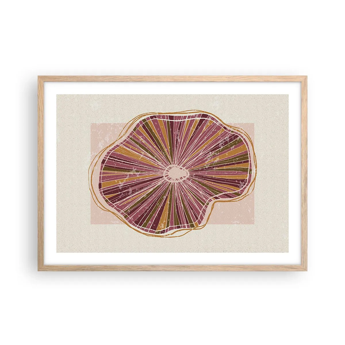 Poster în ramă de stejar deschis - Abstracția radială - 70x50 cm