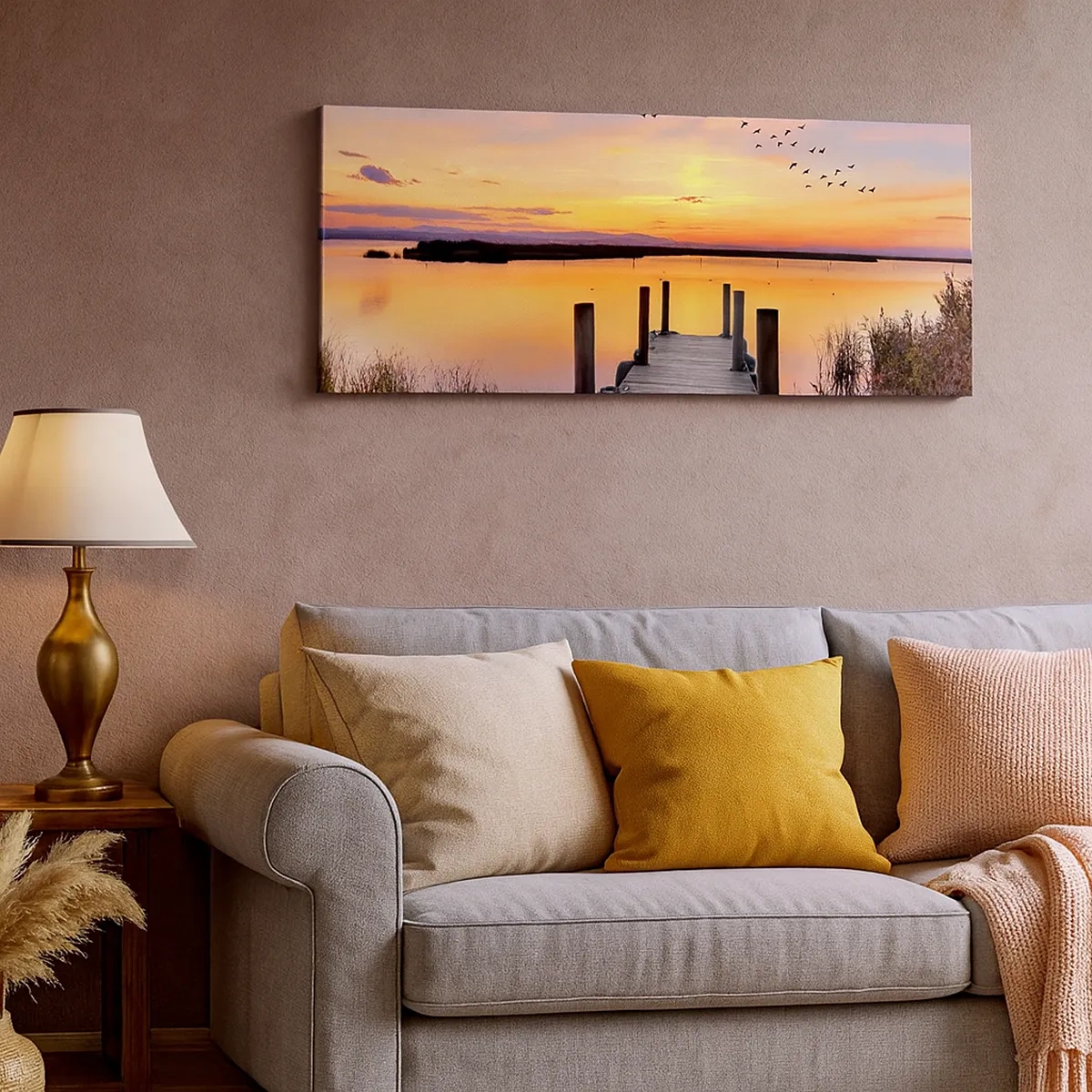 Tablou pe pânză - Zori liniștiți în mov - 30x30 cm