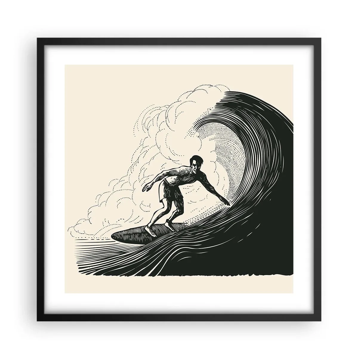 Poster în ramă neagră - Regele valului - 50x50 cm