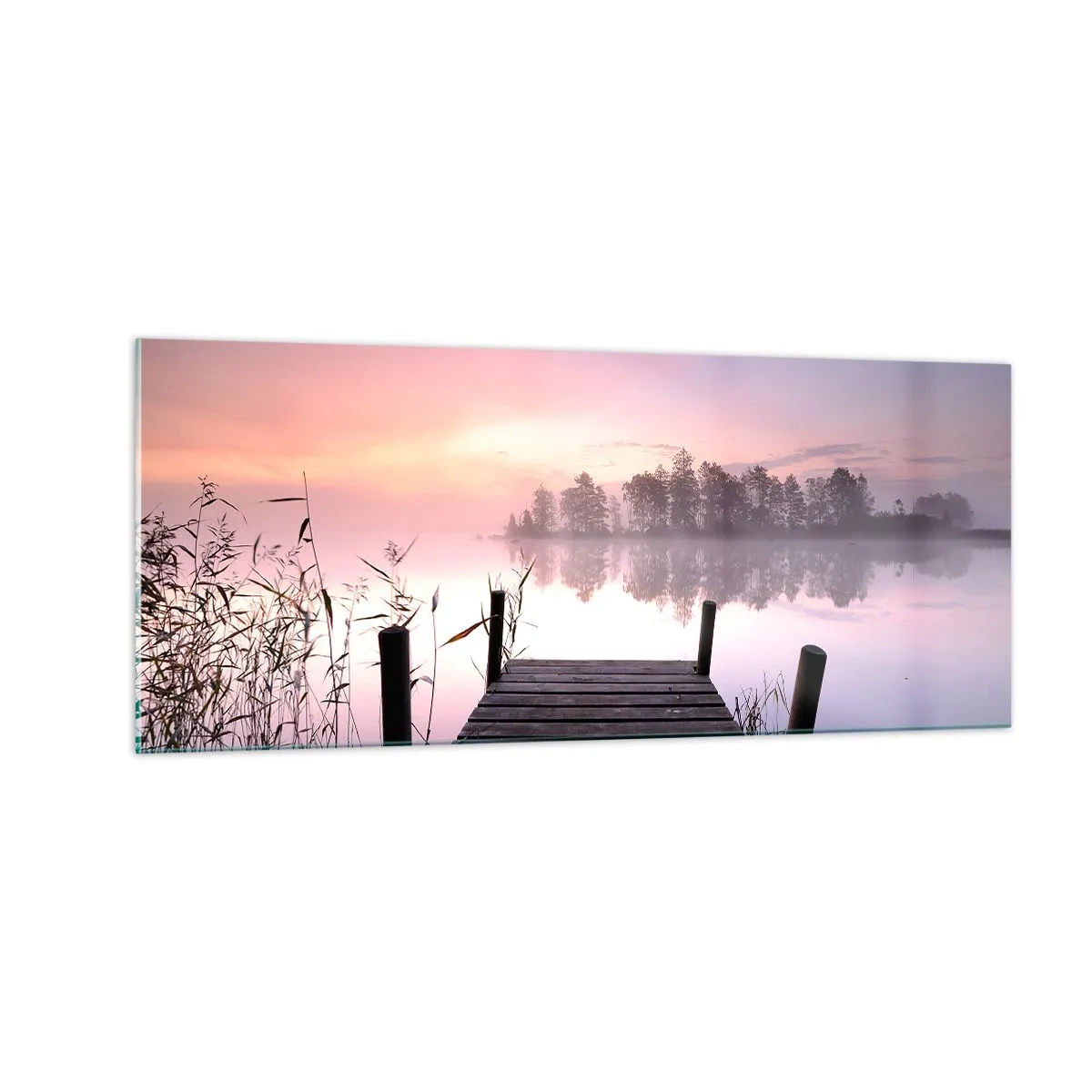 Tablou pe sticlă - Din ceața de liliac... - 100x40 cm