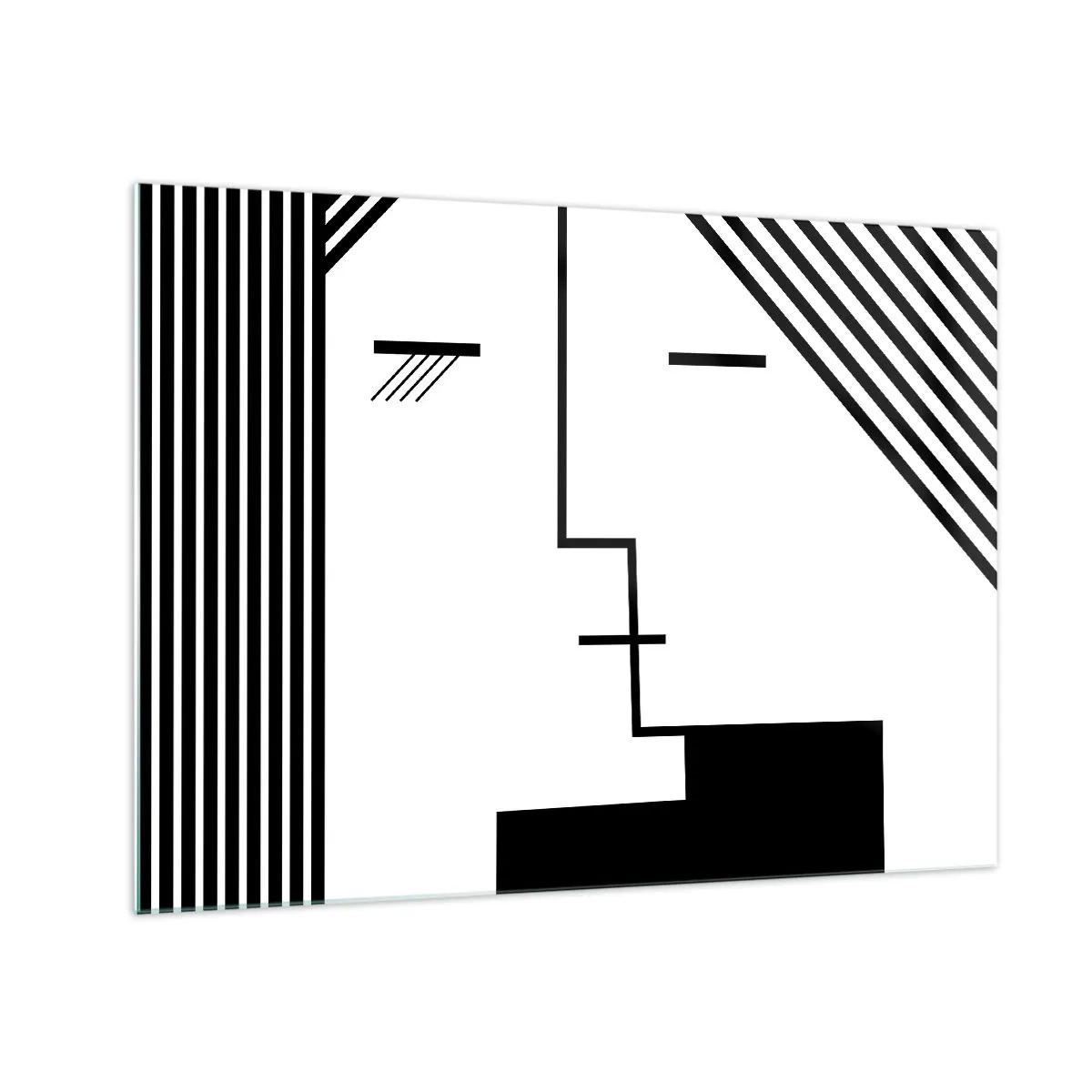 Tablou pe sticlă - O abordare grafică a unui sărut într-un stil minimalist - 70x50cm - Doar un sărut - Decorațiune modernă pentru perete pentru living și dormitor ARTTOR