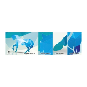 Mostră de Tapet Standard Eco - Cal geometric în turcoaz - Animale, Cal, Figura geometrică - 100x30 cm