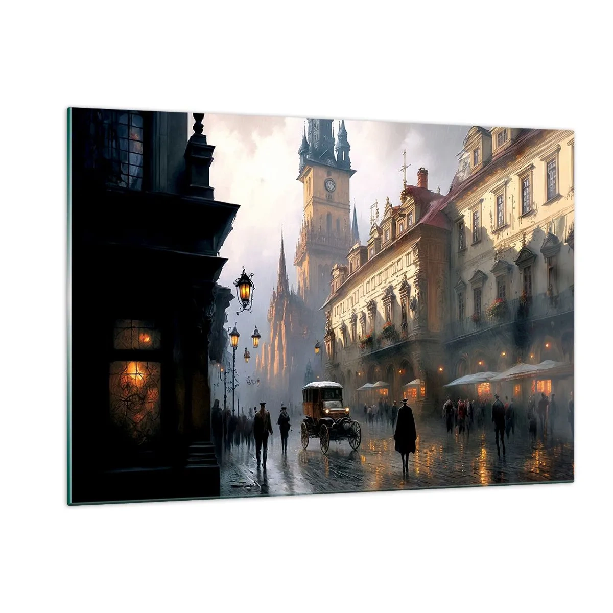 Tablou pe sticlă - Magia unei seri la Praga - 120x80 cm