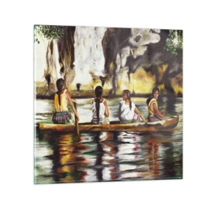 Tablou pe sticlă - Într-un paradis polinezian - 30x30 cm