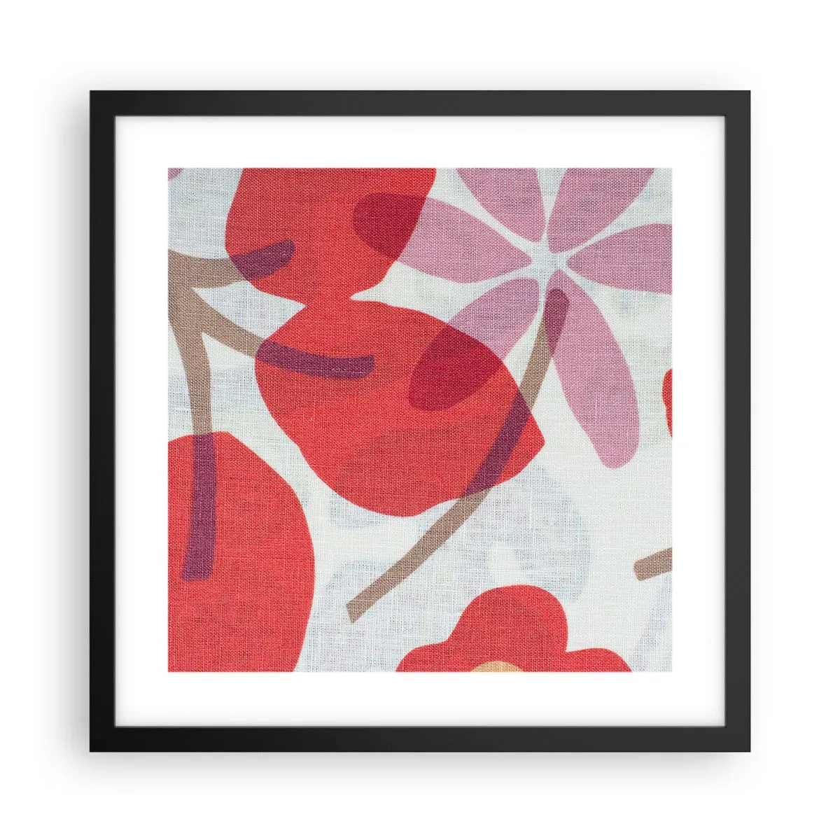 Poster în ramă neagră - Aranjament floral în roz - 40x40 cm