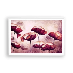 Poster în ramă albă - Fulgi roșii și albi - 91x61 cm