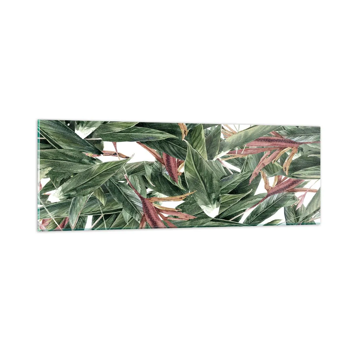 Tablou pe sticlă - Tufișuri de smarald și liliac - 90x30 cm