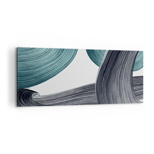 Tablou pe pânză - Trasee de smarald și negru - 100x40 cm