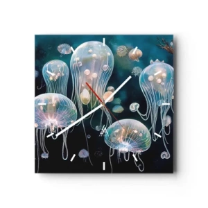 Ceas de perete - Ceas pe sticlă - Balul subacvatic - 30x30 cm