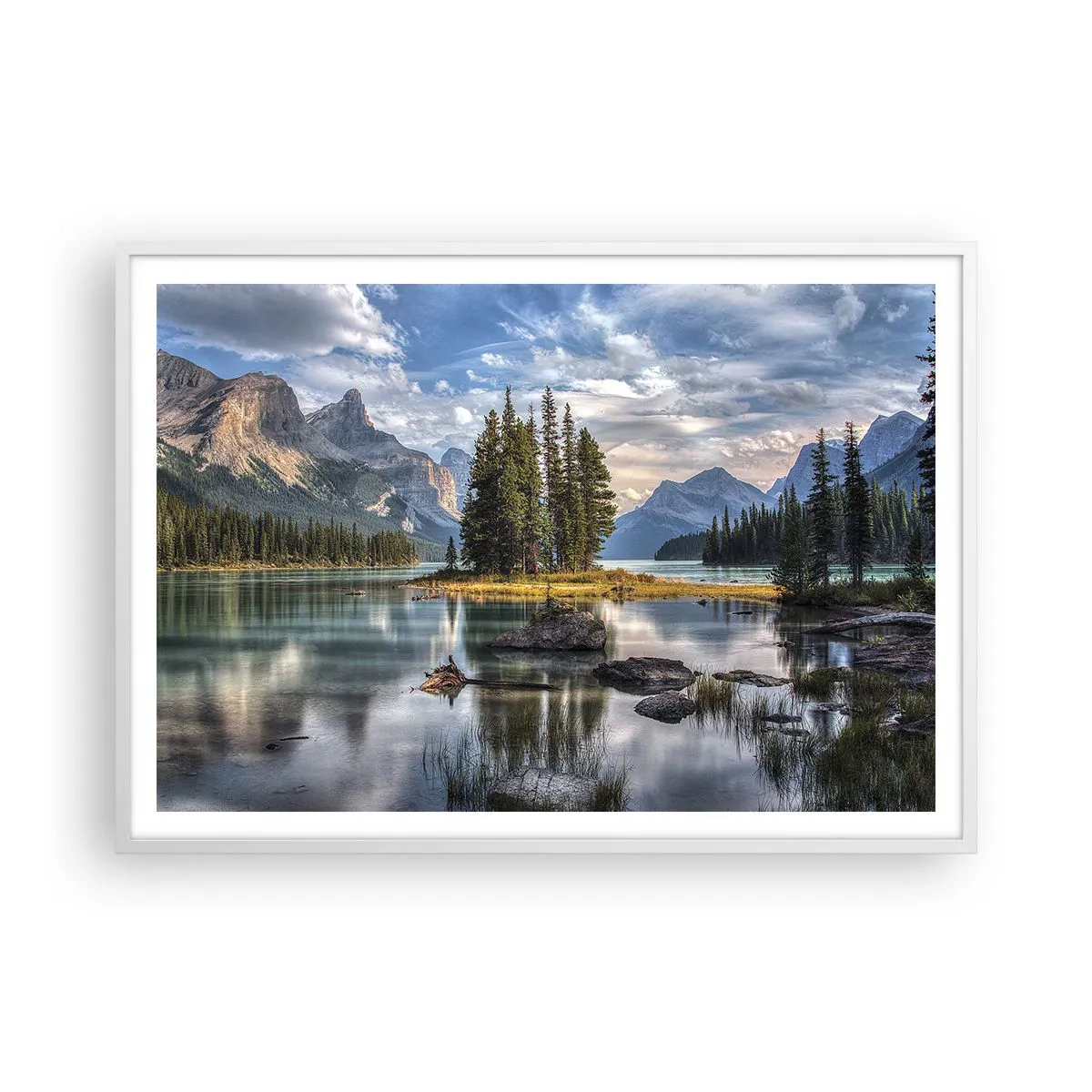 Poster în ramă albă - La o apă mare și limpede… - 100x70 cm