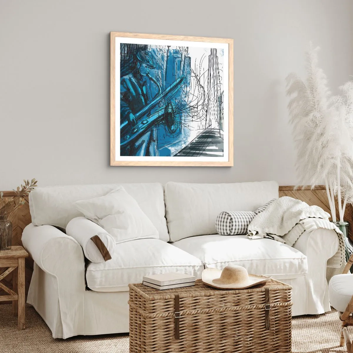 Poster în ramă de stejar deschis - Rapsodie urbană - 40x40 cm