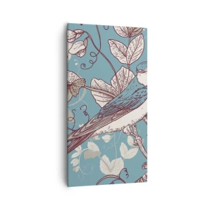 Tablou pe pânză - Ciripit în florile albe - 55x100 cm