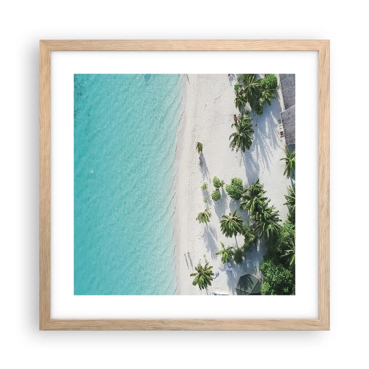 Poster în ramă de stejar deschis - Vacanță în paradis - 40x40 cm