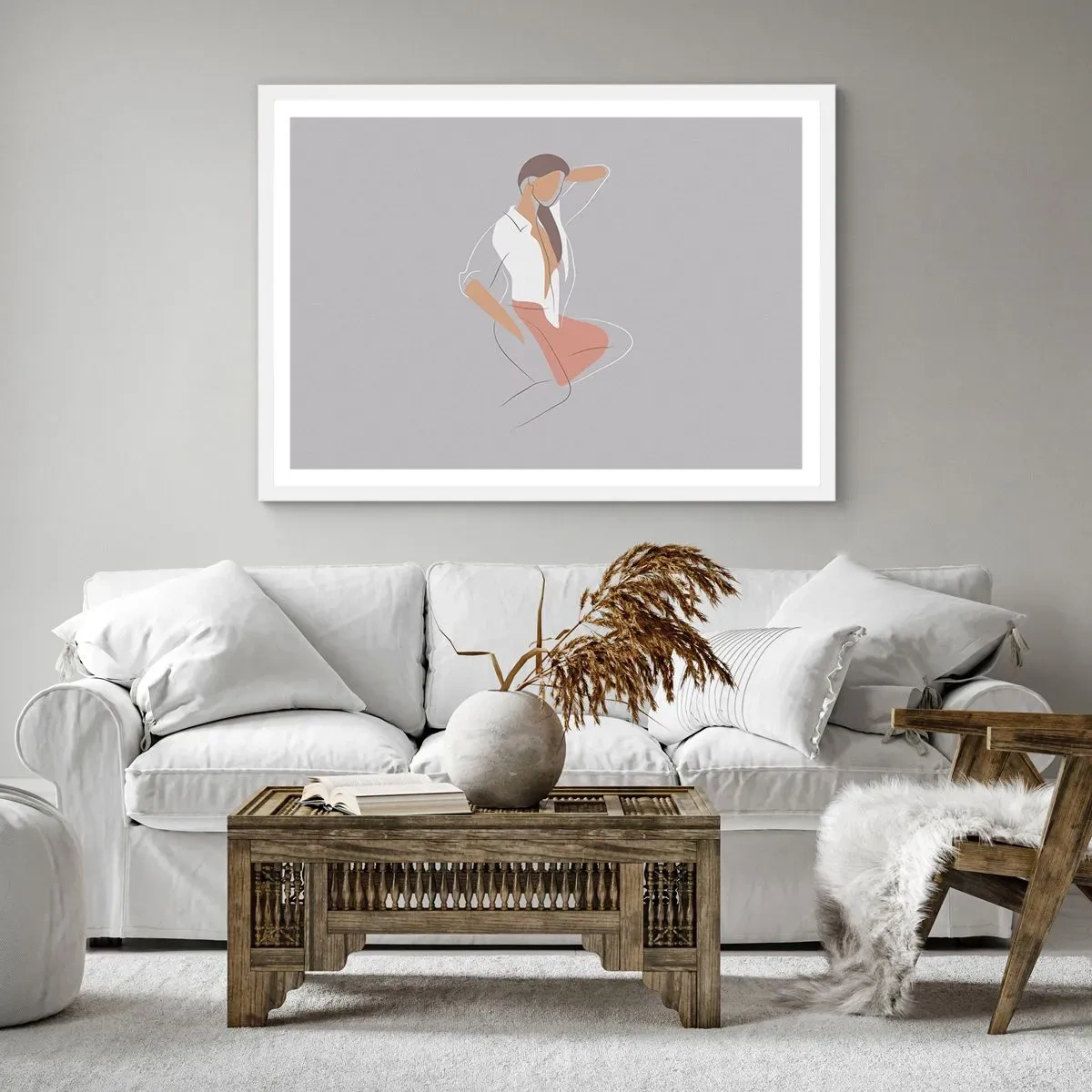 Poster în ramă albă - Schiță de farmec - 100x70 cm