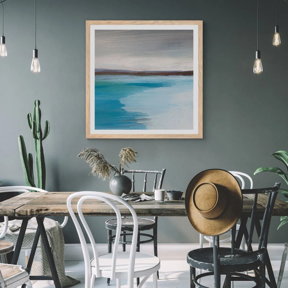 Poster în ramă de stejar deschis - Peisaj orizontal - 40x40 cm