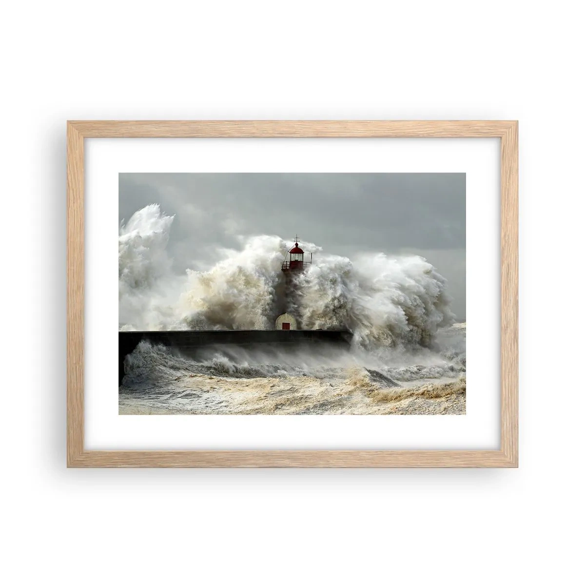 Poster în ramă de stejar deschis - Mânia oceanului - 40x30 cm
