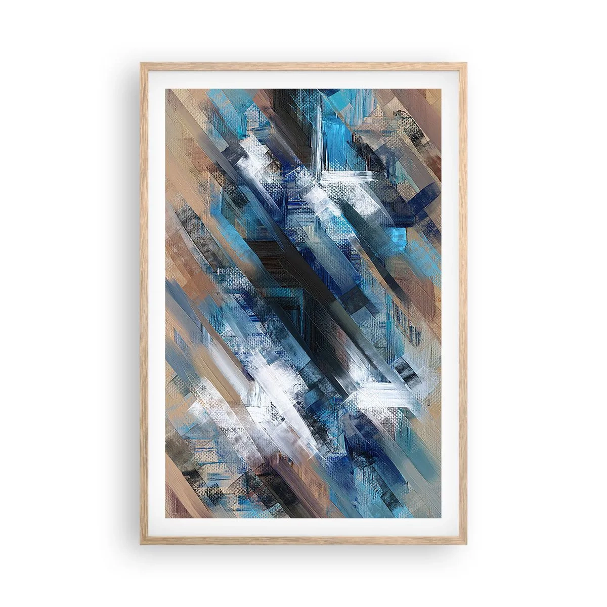 Poster în ramă de stejar deschis - Pe o pantă albastră - 61x91 cm
