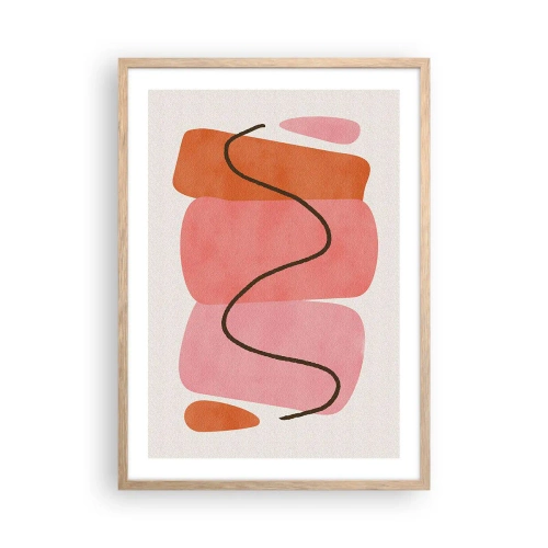 Poster în ramă de stejar deschis - Mișcarea blândă a formelor - 50x70 cm