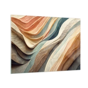 Tablou pe sticlă - Straturi colorate care seamănă cu pliuri de rocă și nisip - 70x50cm - Momentul dinaintea schimbării - Decorațiune modernă pentru perete pentru living și dormitor ARTTOR