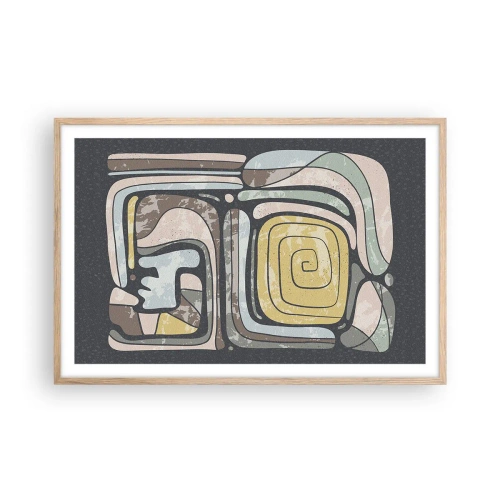 Poster în ramă de stejar deschis - Abstracție în spirit precolumbian - 91x61 cm