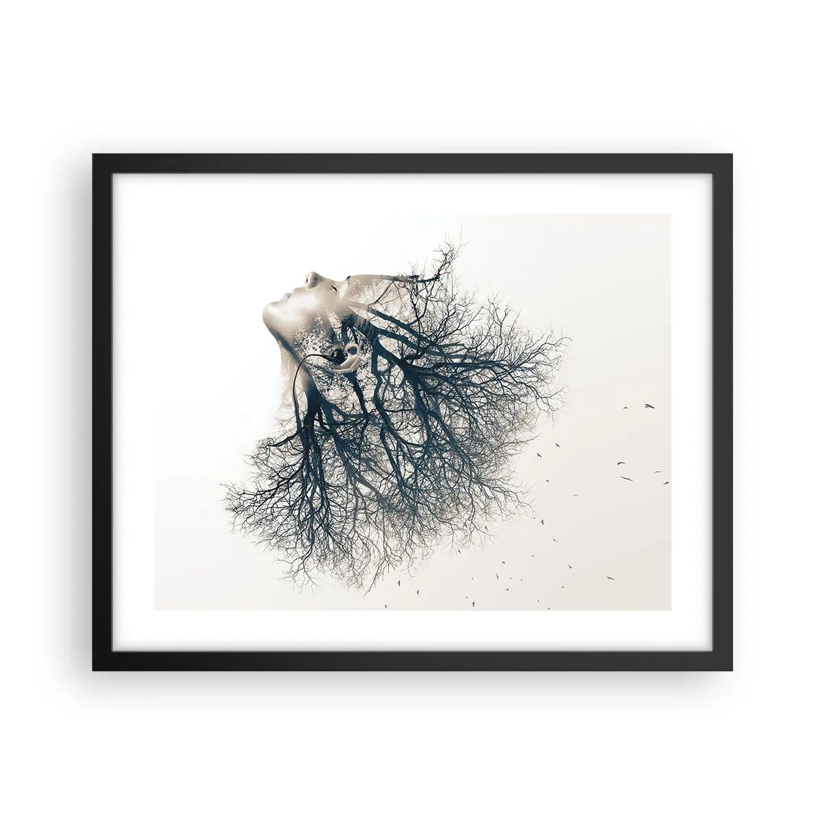 Poster în ramă neagră - Ascultând șoapta copacului - 50x40 cm
