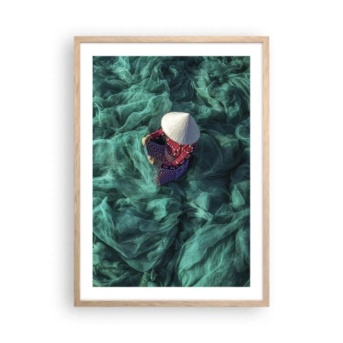 Poster în ramă de stejar deschis - Într-o mare de rețea - 50x70 cm
