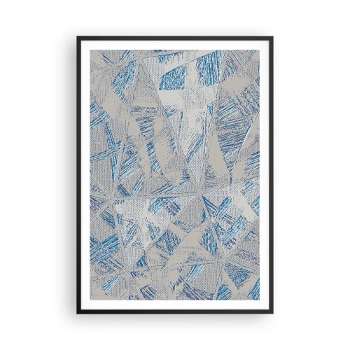 Poster în ramă neagră - Într-un labirint de gri-albastru - 70x100 cm