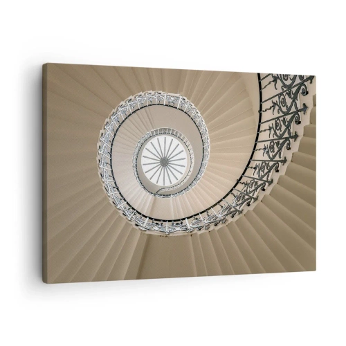 Tablou pe pânză Canvas - Scară în spirală într-o abordare geometrică elegantă - 70x50cm - În interiorul cochiliei - Decorațiune modernă pentru perete pentru living și dormitor ARTTOR