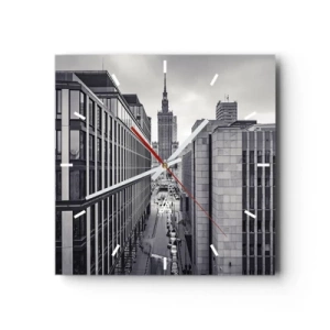 Ceas de perete - Ceas pe sticlă - Vale citadină din Varșovia - 30x30 cm