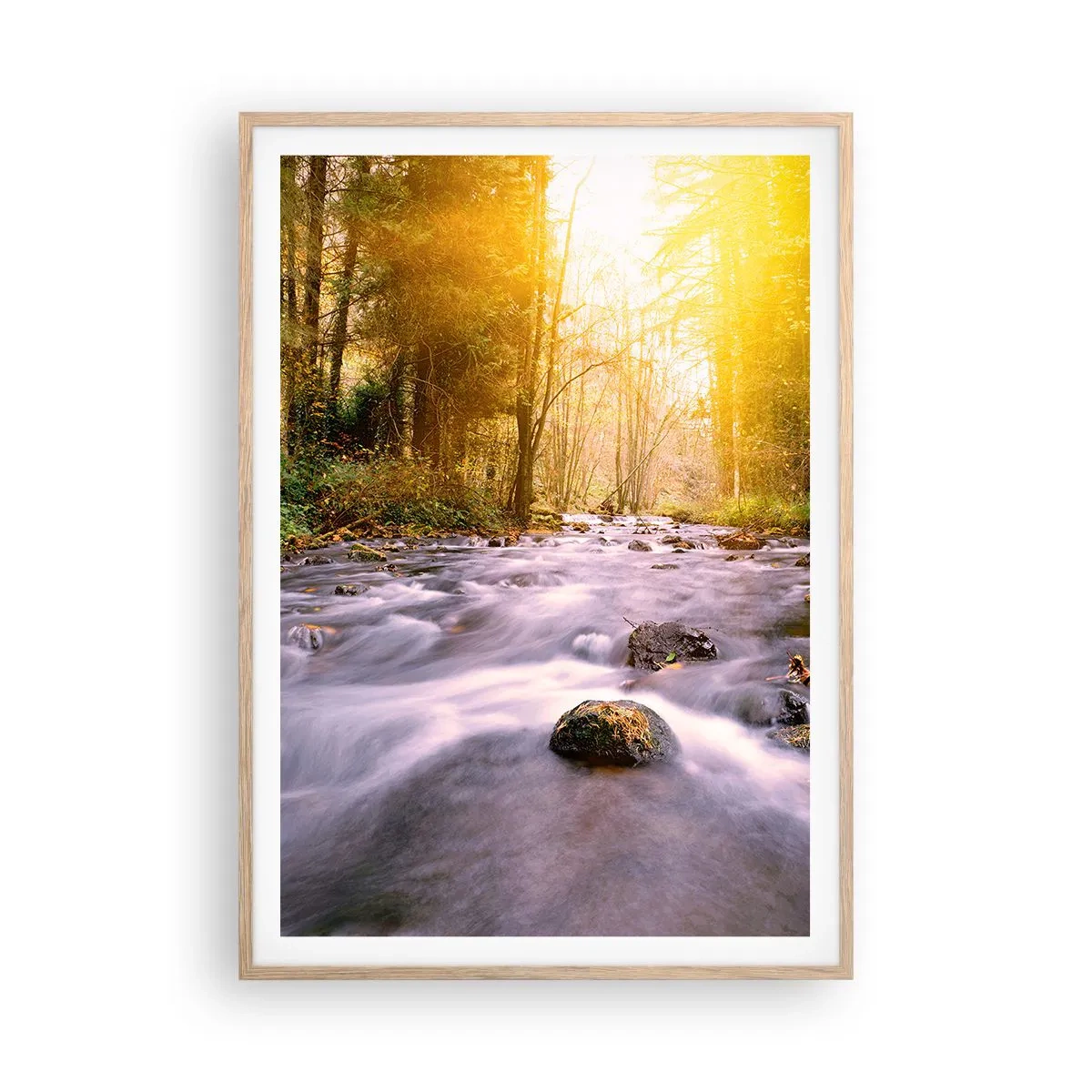 Poster în ramă de stejar deschis - Malachit în rame de argint și aur - 70x100 cm